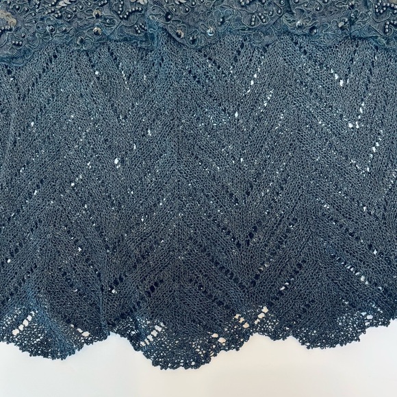 Bette Paige Y2K Beaded Bell Sleeve Babydoll Crochet Sweater Black Medium - Picture 7 of 10